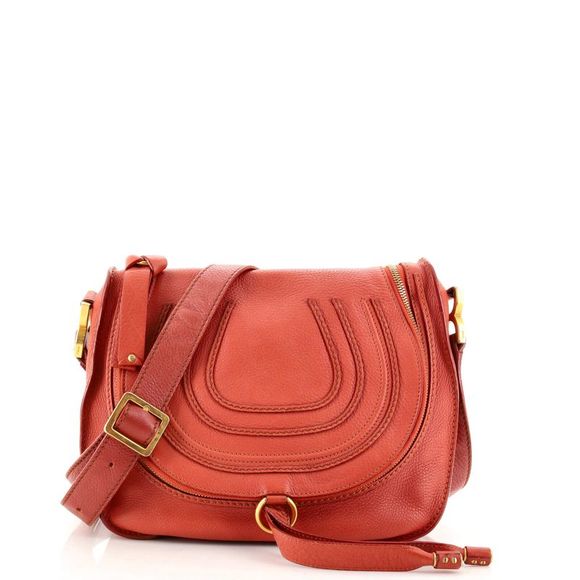 Chloe Handbags - Chloe Marcie Zip Crossbody Bag Leather Medium Orange